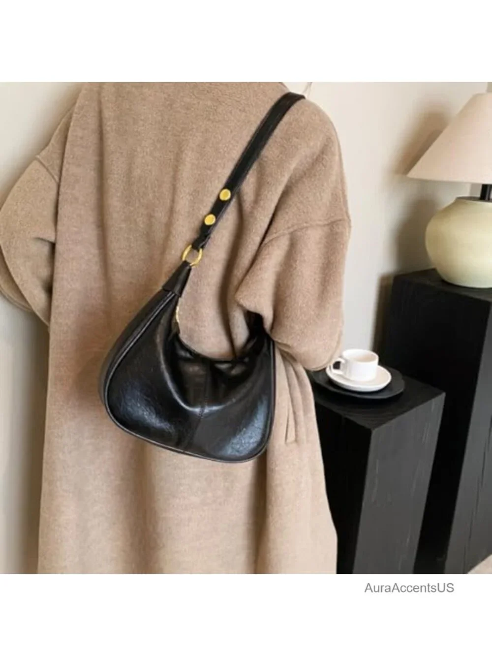 PU Leather Hobo Bag Crescent Crossbody Shoulder Bag Work Travel